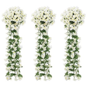 Guirnaldas de flores artificiales 3 uds blanco 85 cm