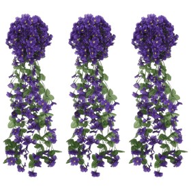 Guirnaldas de flores artificiales 3 uds morado oscuro 85 cm