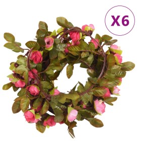 Guirnaldas de flores artificiales 6 uds rosa 215 cm