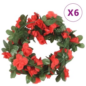 Guirnaldas de flores artificiales 6 uds rojo 250 cm