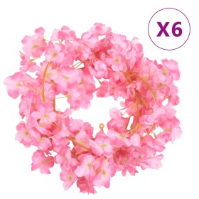 Guirnaldas de flores artificiales 6 uds rosa oscuro 180 cm