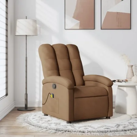Sillón reclinable con masaje de tela marrón de , Sillones - Ref: Foro24-371743, Precio: 220,70 €, Descuento: %