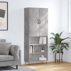 Aparador alto madera contrachapada gris hormigón 69,5x34x180 cm de , Aparadores - Ref: Foro24-3198117, Precio: 132,65 €, Desc...