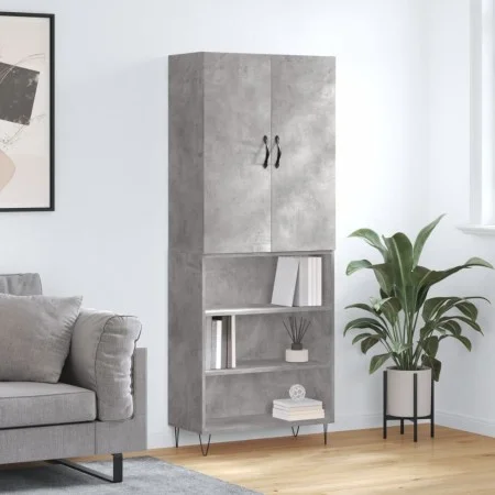 Aparador alto madera contrachapada gris hormigón 69,5x34x180 cm de , Aparadores - Ref: Foro24-3198117, Precio: 130,92 €, Desc...
