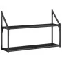 Estantería pared 2 niveles madera ingeniería negro 80x21x51 cm de , Estantes y estanterías - Ref: Foro24-835464, Precio: 30,1...