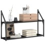 2-tier black engineered wood wall shelf 80x21x51 cm by , Shelves and shelves - Ref: Foro24-835464, Price: 30,59 €, Discount: %