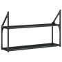 2-stöckiges Wandregal aus schwarzem Holzwerkstoff, 80 x 21 x 51 cm von , Regale und Regale - Ref: Foro24-835464, Preis: 30,59...