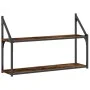 2-tier smoked oak wood wall shelf 80x21x51 cm by , Shelves and shelves - Ref: Foro24-835466, Price: 27,20 €, Discount: %