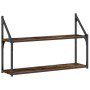 Estantería de pared 2 niveles madera roble ahumado 80x21x51 cm de , Estantes y estanterías - Ref: Foro24-835466, Precio: 27,5...