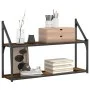2-tier smoked oak wood wall shelf 80x21x51 cm by , Shelves and shelves - Ref: Foro24-835466, Price: 27,20 €, Discount: %