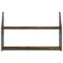 2-tier smoked oak wood wall shelf 80x21x51 cm by , Shelves and shelves - Ref: Foro24-835466, Price: 27,20 €, Discount: %