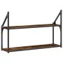 2-tier smoked oak wood wall shelf 80x21x51 cm by , Shelves and shelves - Ref: Foro24-835466, Price: 27,20 €, Discount: %