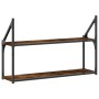 Estantería de pared 2 niveles madera roble ahumado 80x21x51 cm de , Estantes y estanterías - Ref: Foro24-835466, Precio: 27,5...