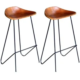 Kitchen stools 2 units black and brown genuine leather by , Kitchen stools - Ref: Foro24-243304, Price: 187,55 €, Discount: %