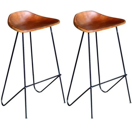 Kitchen stools 2 units black and brown genuine leather by , Kitchen stools - Ref: Foro24-243304, Price: 187,11 €, Discount: %
