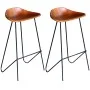 Kitchen stools 2 units black and brown genuine leather by , Kitchen stools - Ref: Foro24-243304, Price: 187,11 €, Discount: %