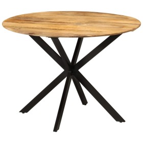 Mesa de comedor madera maciza de mango y acero 110x78 cm