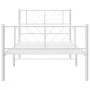 Metal bed frame with headboard and footboard white 75x190 cm by , Beds and slatted bases - Ref: Foro24-372236, Price: 65,74 €...