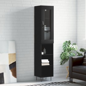 Aparador de madera contrachapada negro 34,5x34x180 cm de , Aparadores - Ref: Foro24-3199394, Precio: 90,04 €, Descuento: %