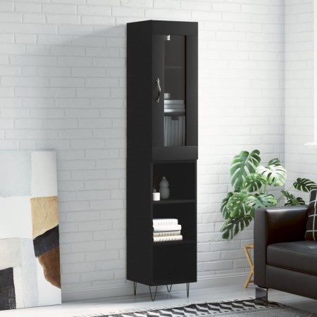 Aparador de madera contrachapada negro 34,5x34x180 cm de , Aparadores - Ref: Foro24-3199394, Precio: 89,95 €, Descuento: %