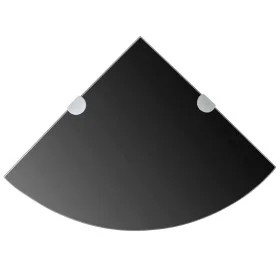 Corner shelf with chrome supports black glass 25x25 cm by vidaXL, Shelves and shelves - Ref: Foro24-243855, Price: 16,81 €, D...