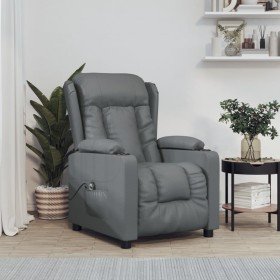 Sillón reclinable eléctrico de cuero sintético gris en Sillones | Comprar online en Foro24