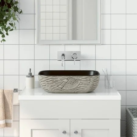 Lavabo encimera rectangular cerámica gris negro 48x37,5x13,5 cm de , Lavabos - Ref: Foro24-155097, Precio: 106,42 €, Descuent...