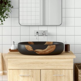 Black ceramic oval countertop washbasin 59x40x14 cm by , Sinks - Ref: Foro24-155106, Price: 146,16 €, Discount: %