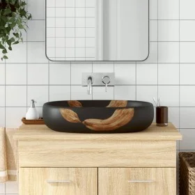 Black ceramic oval countertop washbasin 59x40x14 cm by , Sinks - Ref: Foro24-155106, Price: 136,58 €, Discount: %