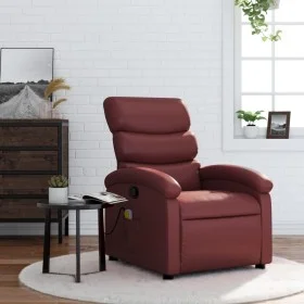 Sillón de masaje reclinable cuero sintético rojo tinto de , Sillones - Ref: Foro24-371724, Precio: 187,10 €, Descuento: %