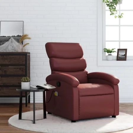 Red synthetic leather reclining massage chair by , Armchairs - Ref: Foro24-371724, Price: 187,09 €, Discount: %