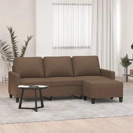3-seater sofa with brown fabric stool 180 cm by , Sofas - Ref: Foro24-3201040, Price: 346,97 €, Discount: %