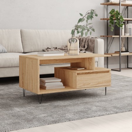 Couchtisch aus Sonoma-Eichensperrholz, 90 x 49 x 45 cm von , Couchtisch - Ref: Foro24-831023, Preis: 75,46 €, Rabatt: %
