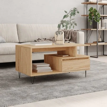 Couchtisch aus Sonoma-Eichensperrholz, 90 x 49 x 45 cm von , Couchtisch - Ref: Foro24-831023, Preis: 74,43 €, Rabatt: %