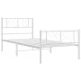 Metal bed frame with headboard and footboard white 90x200 cm by , Beds and slatted bases - Ref: Foro24-372239, Price: 72,79 €...