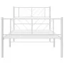 Metal bed frame with headboard and footboard white 90x200 cm by , Beds and slatted bases - Ref: Foro24-372239, Price: 72,79 €...