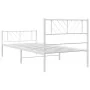 Metal bed frame with headboard and footboard white 90x200 cm by , Beds and slatted bases - Ref: Foro24-372239, Price: 72,79 €...