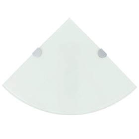 Corner shelf with chrome supports white glass 25x25 cm by vidaXL, Shelves and shelves - Ref: Foro24-243858, Price: 17,13 €, D...