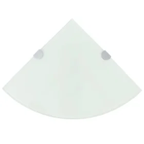 Corner shelf with chrome supports white glass 25x25 cm by vidaXL, Shelves and shelves - Ref: Foro24-243858, Price: 18,31 €, D...