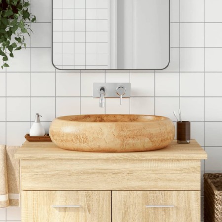 Lavabo sobre encimera ovalado cerámica marrón 59x40x15 cm de , Lavabos - Ref: Foro24-155079, Precio: 180,62 €, Descuento: %