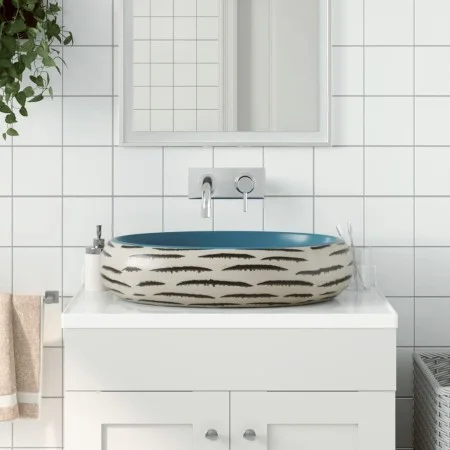 Multicolor ceramic oval countertop washbasin 59x40x15 cm by , Sinks - Ref: Foro24-155085, Price: 149,07 €, Discount: %