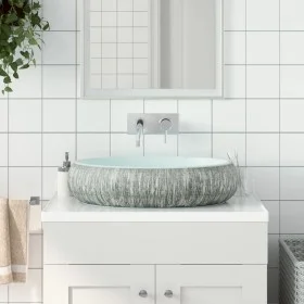 Gray and blue ceramic oval countertop sink 59x40x15 cm by , Sinks - Ref: Foro24-155093, Price: 138,70 €, Discount: %