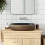 Lavabo sobre encimera ovalado cerámica marrón y azul 59x40x14cm de , Lavabos - Ref: Foro24-155100, Precio: 151,90 €, Descuent...