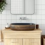 Lavabo sobre encimera ovalado cerámica marrón y azul 59x40x14cm de , Lavabos - Ref: Foro24-155100, Precio: 154,59 €, Descuent...