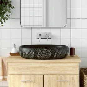 Black ceramic oval countertop washbasin 59x40x14 cm by , Sinks - Ref: Foro24-155102, Price: 155,27 €, Discount: %