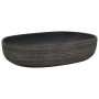 Lavabo sobre encimera ovalado cerámica gris y negro 59x40x14 cm
