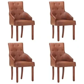 Esszimmerstühle 4 Einheiten aus echtem braunem Ziegenleder von , Essstühle - Ref: Foro24-3056697, Preis: 690,87 €, Rabatt: %