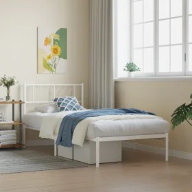 Bettgestell aus Metall mit weißem Kopfteil 80x200 cm von , Betten und Lattenroste - Ref: Foro24-372219, Preis: 60,03 €, Rabat...
