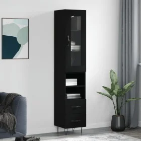Aparador de madera contrachapada negro 34,5x34x180 cm by , Sideboards - Ref: Foro24-3199330, Price: 107,04 €, Discount: %