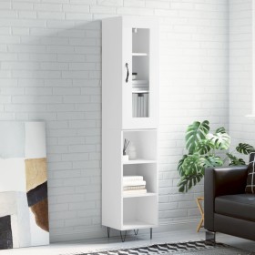 Aparador alto madera contrachapada blanco 34,5x34x180 cm by , Sideboards - Ref: Foro24-3199393, Price: 90,45 €, Discount: %